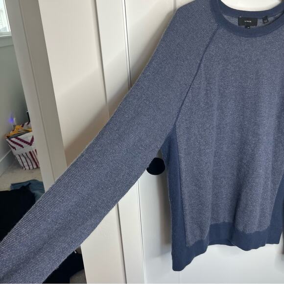 Vince Birdseye Blue Wool Cashmere Blend Crewneck Soft Sweater Size XXL - Picture 4 of 6